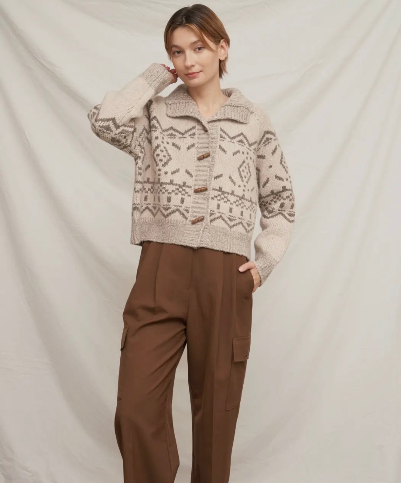 MAGNOLIA MOCK NECK PRINTED SWEATER