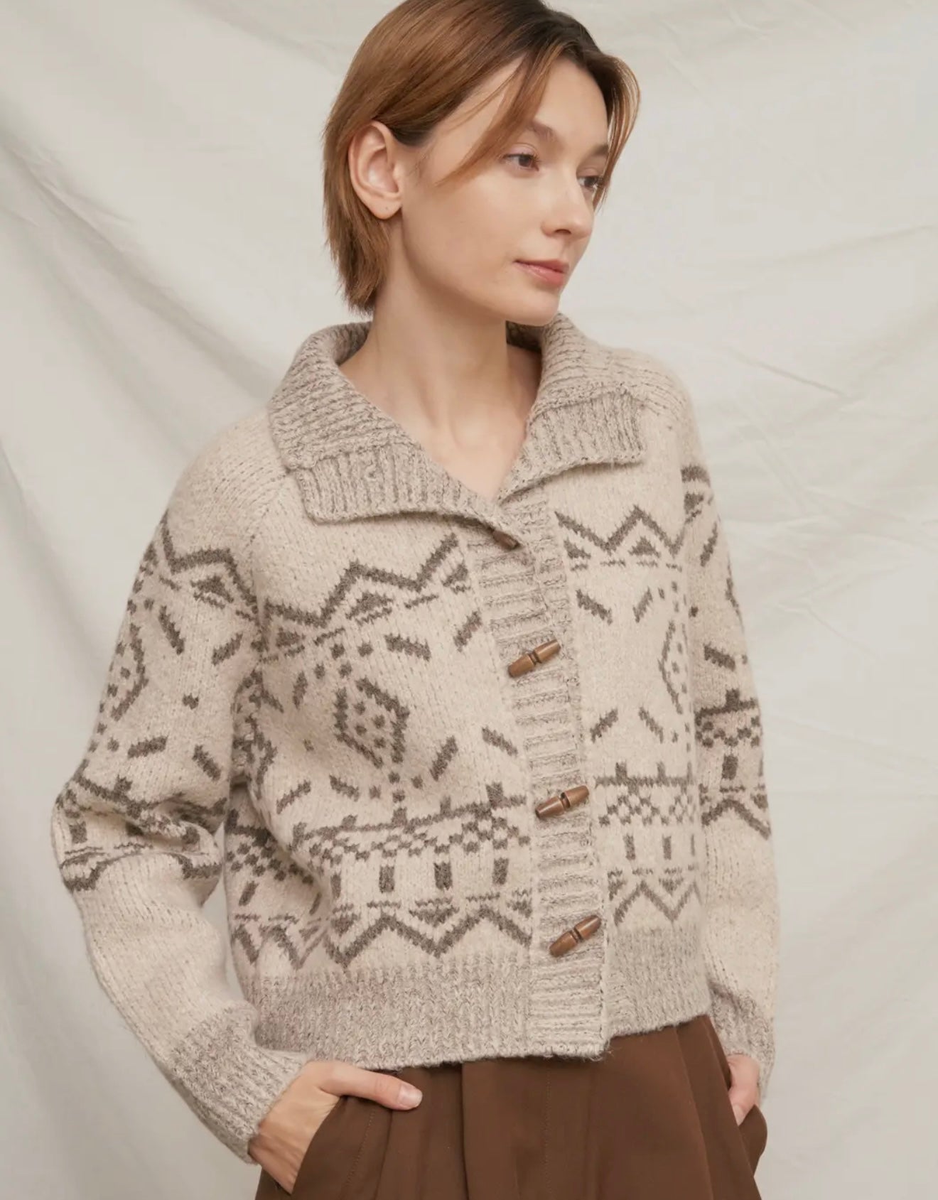MAGNOLIA MOCK NECK PRINTED SWEATER