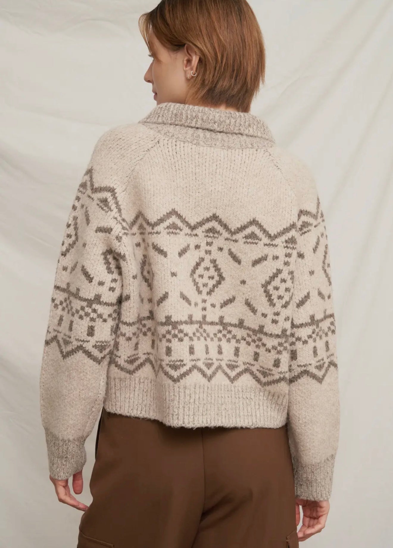 MAGNOLIA MOCK NECK PRINTED SWEATER