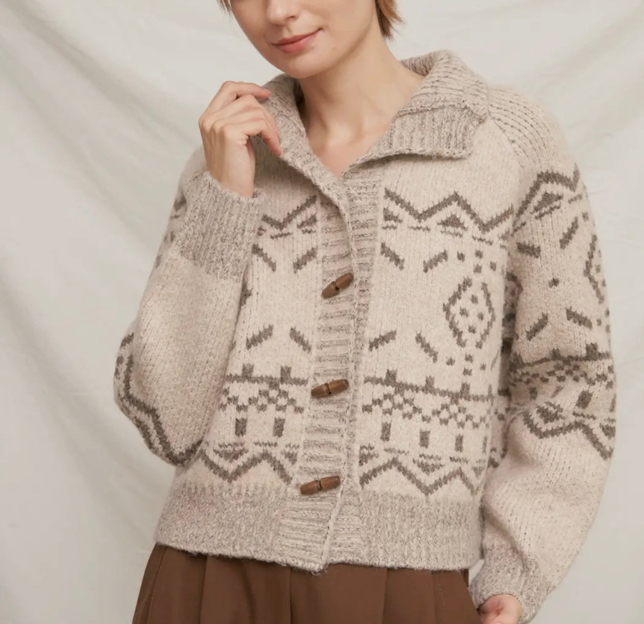 MAGNOLIA MOCK NECK PRINTED SWEATER