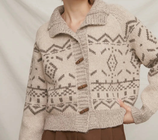 MAGNOLIA MOCK NECK PRINTED SWEATER