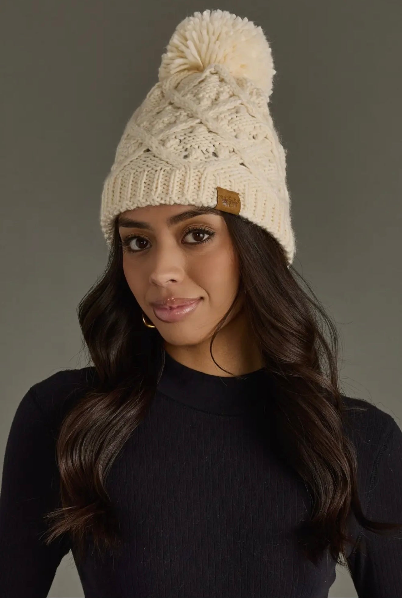 CALLIE CREAM KNIT POM HAT