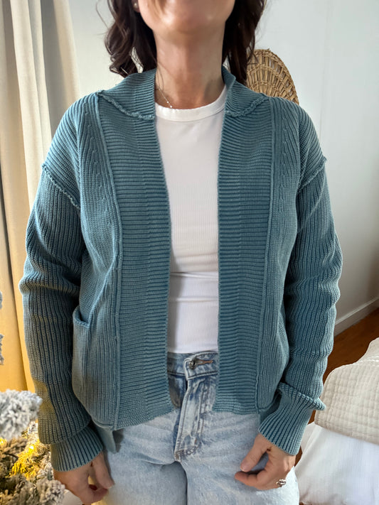 POPPY PATCH KNIT OPEN CARDIGAN