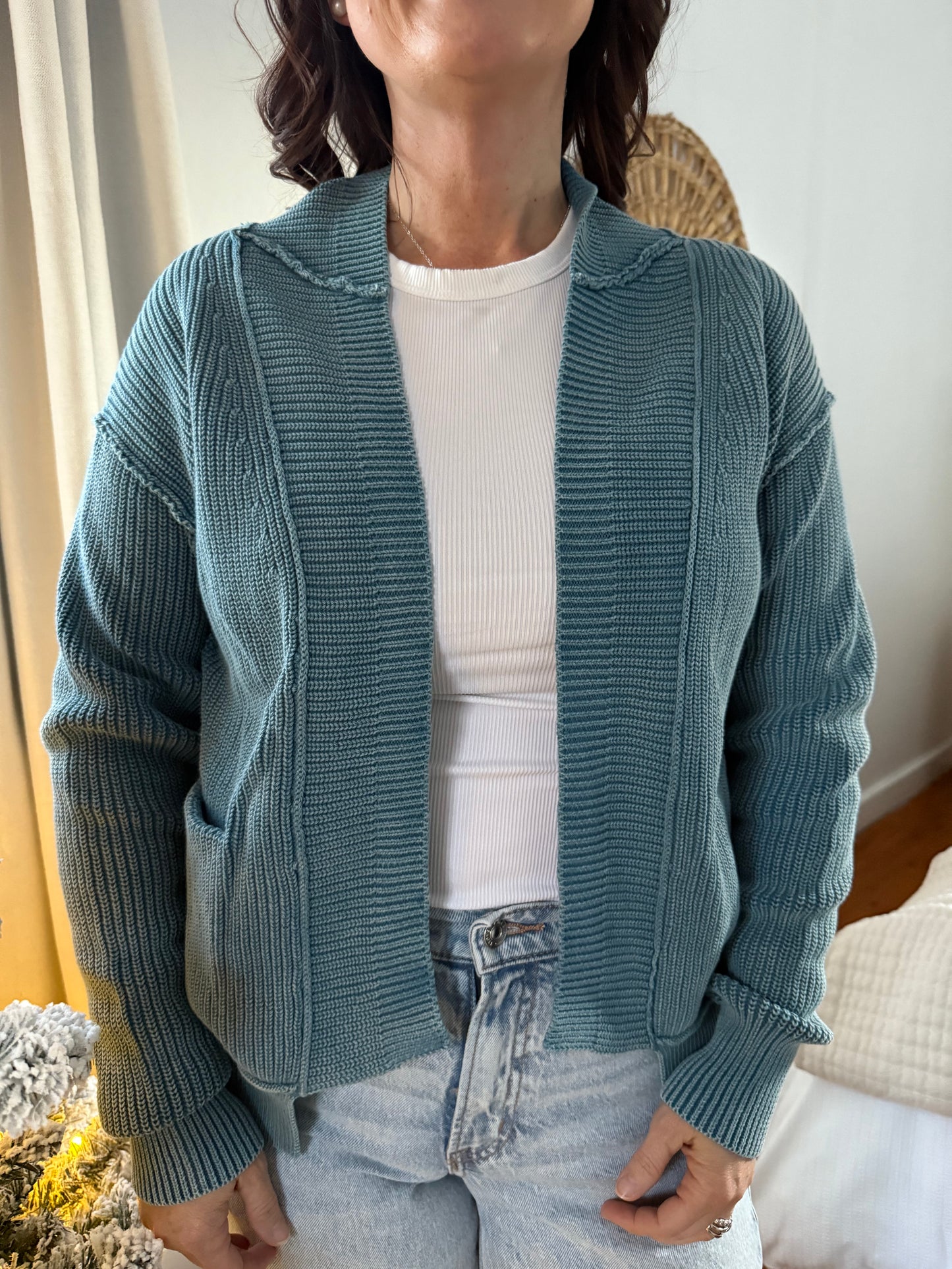 POPPY PATCH KNIT OPEN CARDIGAN