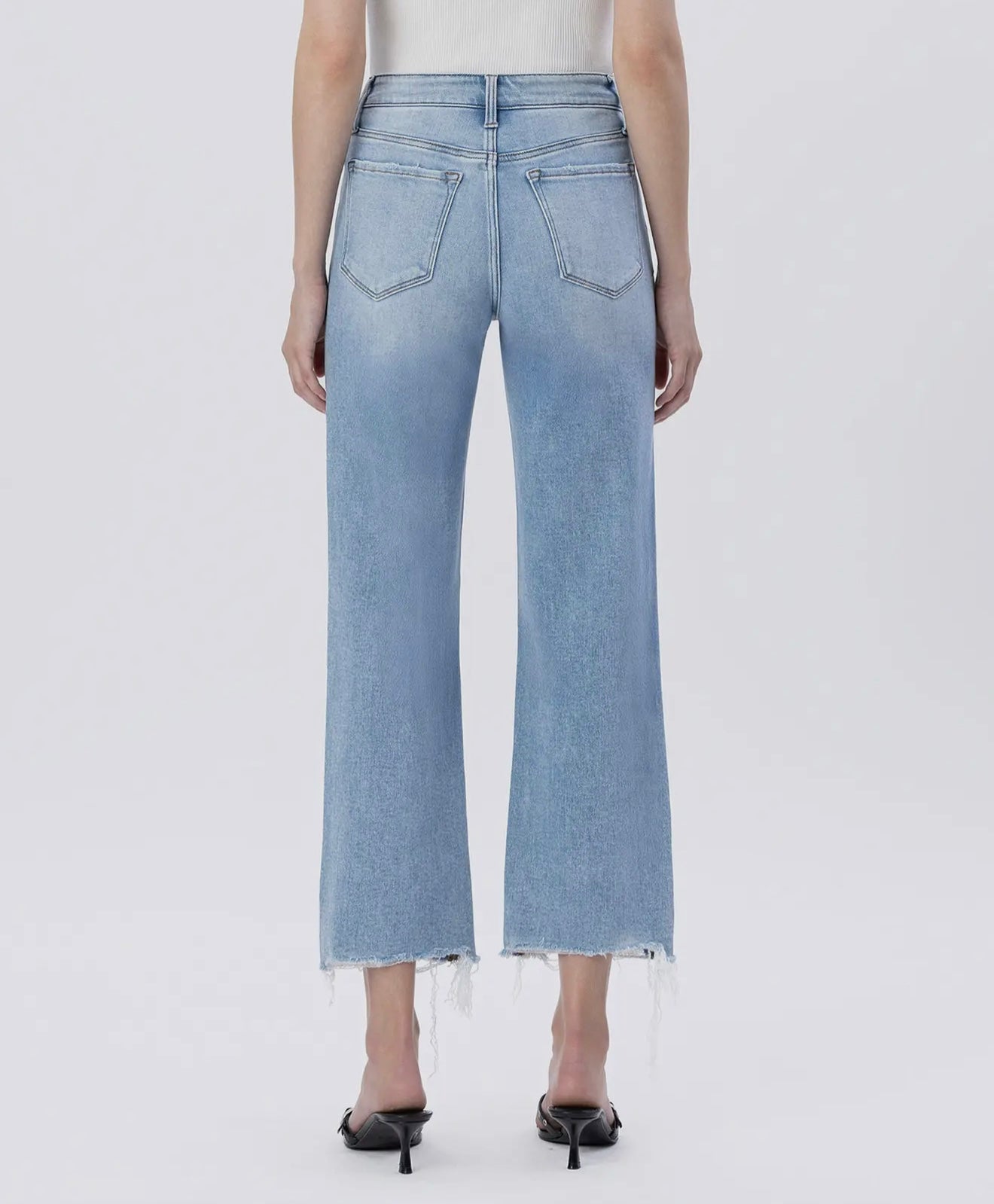 HARPER HIGH RISE DISTRESSED CROP SLIM WIDE JEANS