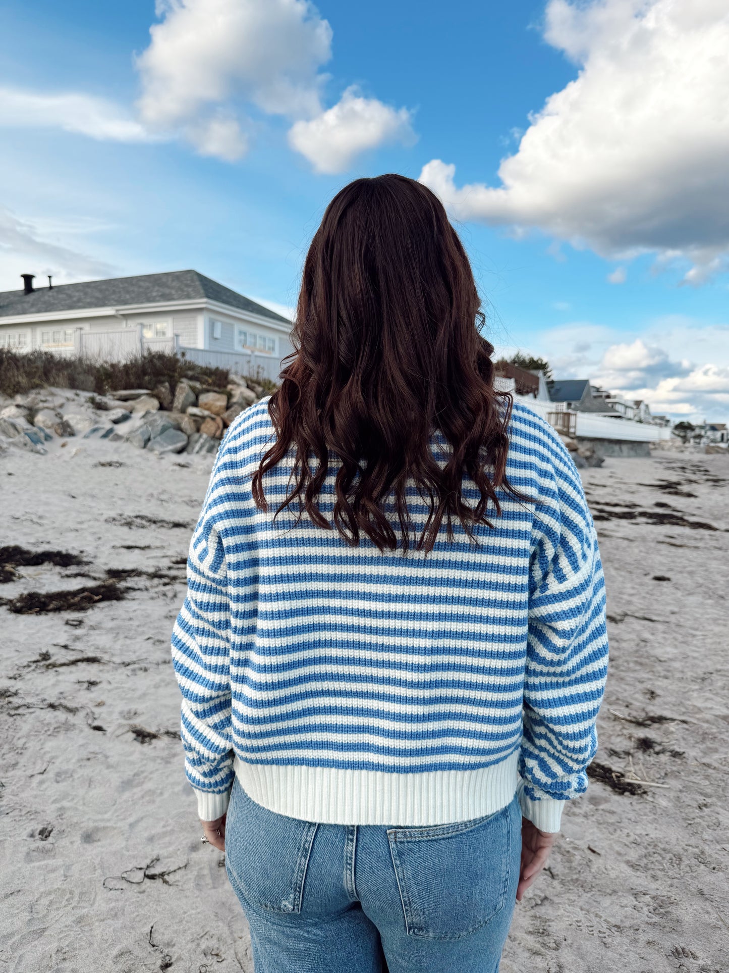 COASTAL CALIFORNIAN STRIPED HALF-ZIP